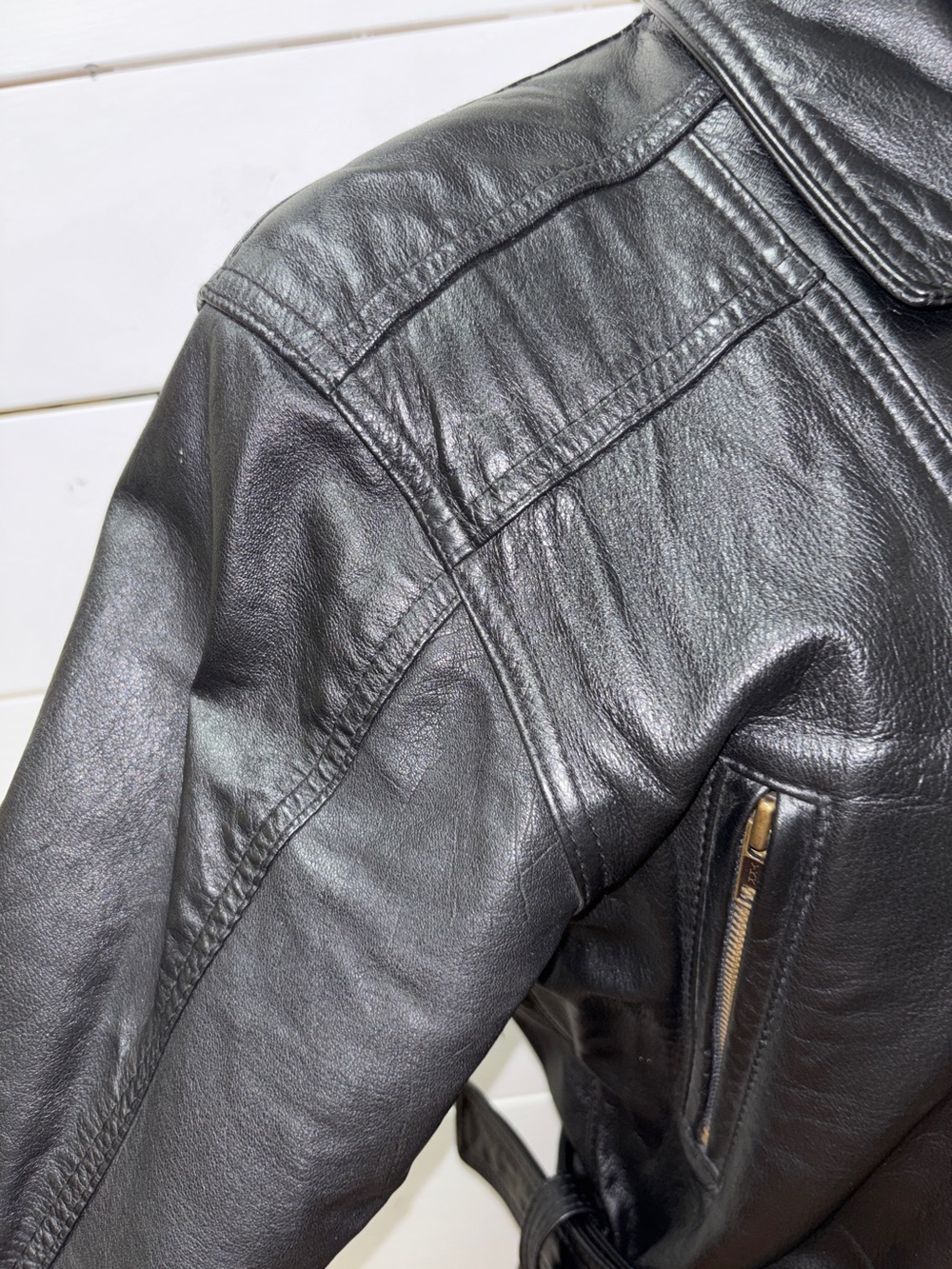 BFC Authentique Vintage Women’s Leather Motorcycle Jacket – Black – Size S - Picture 4 of 14